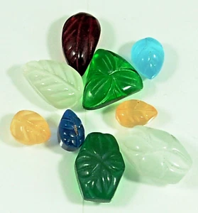 Natural Hand Carved Leaf Carving Chalcedony Healing Gemstone Specimen 9Pcs Lot - Picture 1 of 10