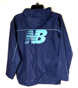 New Balance Mens L (18/20) Hooded Vintage Windbreaker Jacket Youth Full Zip LOGO - Picture 1 of 14