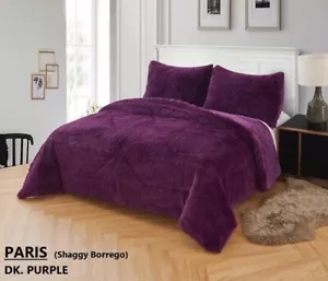 COBERTOR COBIJA COLOR MORADO DE PELO LARGO SUAVE Y CALIENTE TOMAÑO REY - Imagen 1 de 1