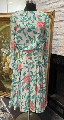 Vintage KONO 1980s Floral Drop Waist Cottagecore Dress Pleated Size 7/8 Garden - Image 1 of 4