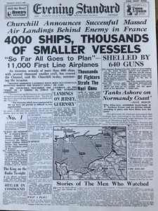WW2 1944 NEWSPAPER/POSTER 1 PAGE(2 SIDES) INVASION : D-DAY LANDINGS - Picture 1 of 15