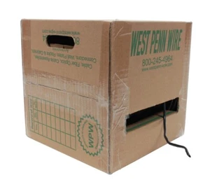 WEST PENN CAT5E UTP 4 PAIA CAVO ETHERNET 1000' RAME DIGITALE BOBINA NON SCHERMATA - Foto 1 di 3