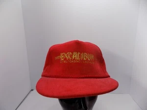 Vintage Excalibur Hat Red Corduroy SnapBack Las Vegas Hotel Casino Rope Cap - Picture 1 of 3