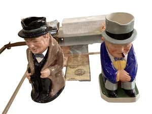 Zwei große Winston Churchill Charakter Toby Krug 9" Royal Doulton & Spode - Bild 1 von 13