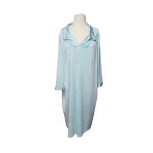VINTAGE Vanity Fair Nightgown Women's Size XL Nylon Embroidered 3/4 Sleeve Butto - Picture 1 of 12