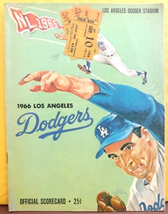 LA DODGERS BASEBALL SCORECARD & 2 TICKET STUBS VS. ASTROS SEPT. 10 1966 SHUTOUT - Picture 1 of 17