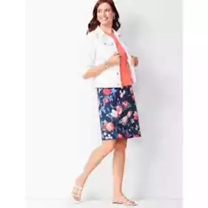 Talbots Petite Floral Canvas A-Line Skirt Women's Size 14P - Picture 1 of 5