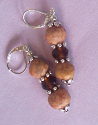 Brinco de CRISTAL facetado SESAME JASPER SP gancho de alavanca artesanal - Imagem 1 de 3