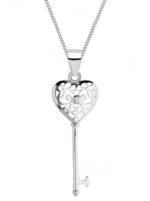 Schlüsselanhänger Halskette Silber Herz 925 Sterling Zirkonia Anhänger mit Kette - Bild 1 von 4