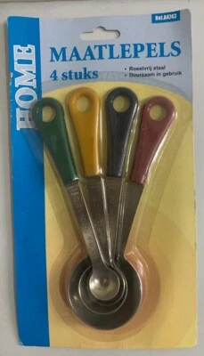 4 Measuring Spoons Stainless steel spoon Baking 1.25- 7.5ml kids Cooking kitchen - Image 1 of 3
