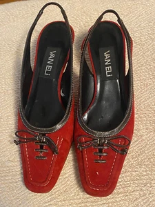 Vaaneli Pumps aus rotem Wildleder schwarz, Slingback, 1 1/2 Zoll Absatz. Größe 6M - Bild 1 von 5