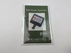 Erica Michaels rot Posey Sampler Nadelspitze Kit aufgenäht Seide Gaze mit Faden - Bild 1 von 4
