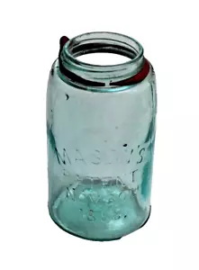 VINTAGE BLUE MASON’S PATENT NOV. 30th 1858 CANNING JAR PRESSED GLASS ONE QUART - Picture 1 of 6