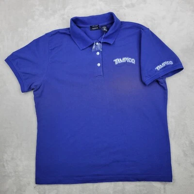 Camisa Tampico Mujer XL Azul Polo Seda Lavado De Colección Empleado Trabajo Bebida Adulto Foto 1 de 4