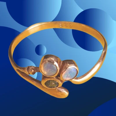 Antik Stil Attraktiv Jugendstil Ring Echt 333 Rose Gold Original Saphir + Opale - Bild 1 von 4