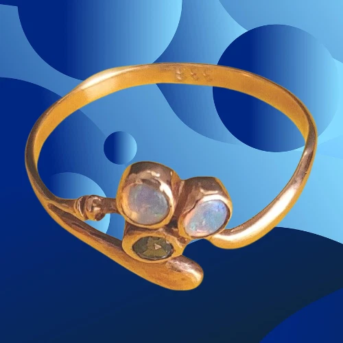 Antik Stil Attraktiv Jugendstil Ring Echt 333 Rose Gold Original Saphir + Opale - Bild 1 von 4