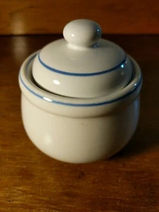 De Colección Tendencia Pacífico Japón Galaxia Gres Blanco Azul Bandas Azucarero Tapa RARO - Imagen 1 de 7