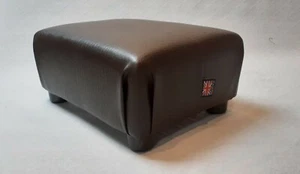 Footstool / Pouffe / Small Stool / Ottoman / Dark Brown / Walnut / Faux Leather. - Picture 1 of 12