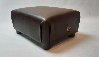 Footstool / Pouffe / Small Stool / Ottoman / Dark Brown / Faux Leather. - image 1 of 4