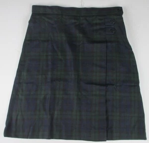 LANDS END Navy/Evergreen Plaid School Uniform Below Knee Skirt Girls 16 NEW - Picture 1 of 4
