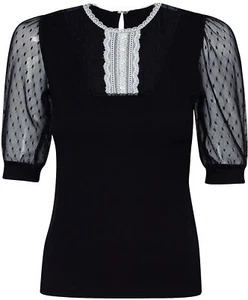 Vive Maria »FILLE FRANCAISE« MESH Spitze Halbarm BLUSENSHIRT Oberteil Rockabilly - Bild 1 von 8