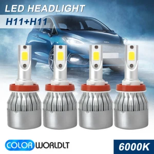 2 Pair H11+H11 LED Headlight 6000K 100W 20000LM High Low Beam Foglight Bulb Kits - Picture 1 of 12