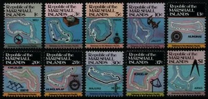 Marshall-Inseln 1984 - Mi-Nr. 5-14 A ** - MNH - ZDR - Inselkarten - Picture 1 of 1