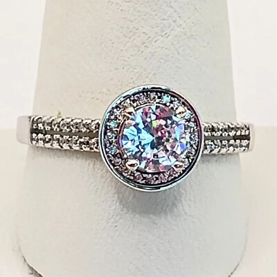 Womens Cubic Zirconium Silver Plated Engagement Ring Size 10 Wedding Bridal - Image 1 of 4