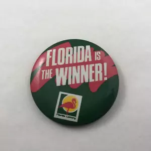 Vintage ~ FLORIDA È IL VINCITORE, LOTTERIA FLORIDA / Pulsante promozionale pubblicitario Pinback - Foto 1 di 2