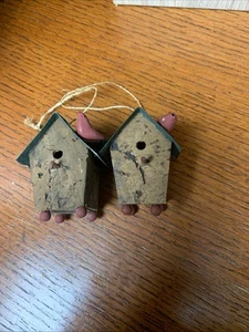 Miniature Birdhouse Made from Cork with Metal Roof and Small Bird on Roof 2.5" - Picture 1 of 6