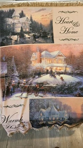 THE BRADFORD EXCHANGE THOMAS KINKADE COPERTA LANCIO "CELEBRA LA STAGIONE" 59x36 - Foto 1 di 5