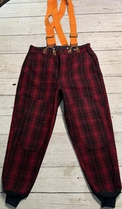 Vtg Woolrich Pants Plaid Wool Blend With Suspender Men’s Sz 40 - Picture 1 of 18