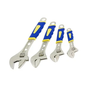 4pc Adjustable Spanner Wrench Extra Wide Jaw 6/8/10/12 Soft Grip Plumber Tool - Picture 1 of 11