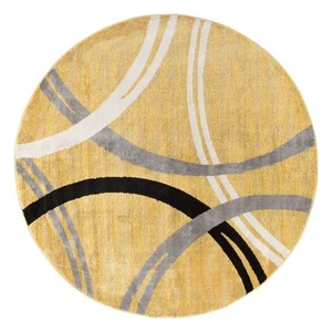 Rugshop Round Rug Contemporary Abstract Circles Design Round Jute Rug Yellow Rug - Picture 1 of 5