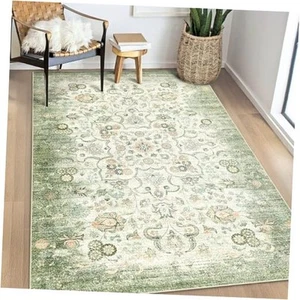 Grün Teppich 3x5, Boho Waschbar Vorleger für Schlafzimmer Wohnzimmer Küche  - Bild 1 von 7