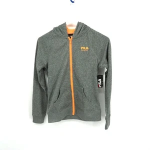 Fila Sport Jugend Mädchen mittelgrau Hoodie Jacke orange Akzente Reißverschluss neu mit Etikett $ 38 - Bild 1 von 3