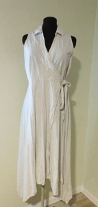 Vestido A New Day Midi Envolvente Mezcla de Lino Cuello Sin Mangas Línea A Talla Grande - Imagen 1 de 7