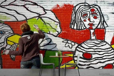 Murales de pared arte graffiti 3D papel tapiz murales pegatina de pared 34 Foto 1 de 4