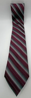 Calvin Klein 100% Silk Burgundy & Silver Striped Tie Designer Stylish 😎🧐 - Image 1 of 4
