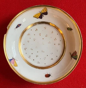 Antiguo plato de porcelana de París del siglo XIX insectos y mariposas 1800 1810 - Imagen 1 de 8