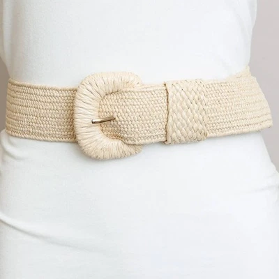 Stretchable Boho Raffia Belt Natural - Image 1 of 2