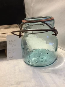 1864🌟Vintage Atlas Squat E-Z Seal Pint Aqua Einmachglas 4-3/4" - Bild 1 von 5