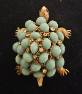 Vintage signierte HAR Schildkröte Brosche fehlen 3 kleine Strasssteine - Bild 1 von 5