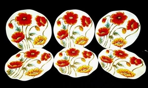 MAXCERA GOLDEN WATER POPPY DINNER PLATES 10 3/4" SET OF SIX RARE - Picture 1 of 9