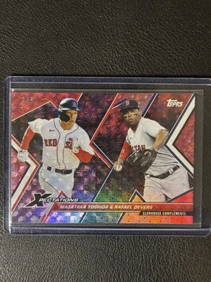 2023 Topps Xpectations Clubhouse Compliments Devers/Yoshida Red /5 - Image 1 of 2