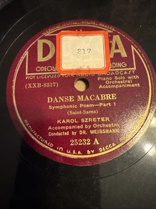 Decca 12” 78 RPM Karol Szreter - Danse Macabre 25232 V+ Piano - Picture 1 of 4