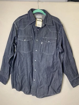 Camisa de mezclilla Carhartt para hombre talla grande azul calce relajado perla occidental a presión nueva con etiquetas Foto 1 de 4