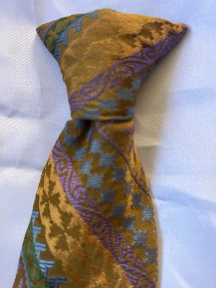 复古 Snapper 夹/扣式领带纹理/编织金色和宝石闪亮专利 — 第 1/4 张图片