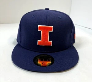 Illinois Fighting Illini  NCAA NE WOOL Fitted Hat ~ Blue/Orange - Picture 1 of 5