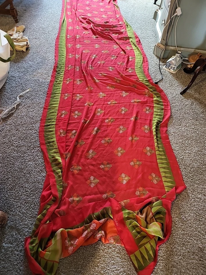 Traditional Indian Saree Party Red Sari India gift #3334 - Image 1 of 4